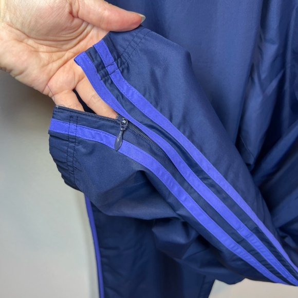 Adidas Women's Vintage Mesh Lined Track Pants Blue 3 White Stripes Zip Ankle XL - Picture 8 of 16